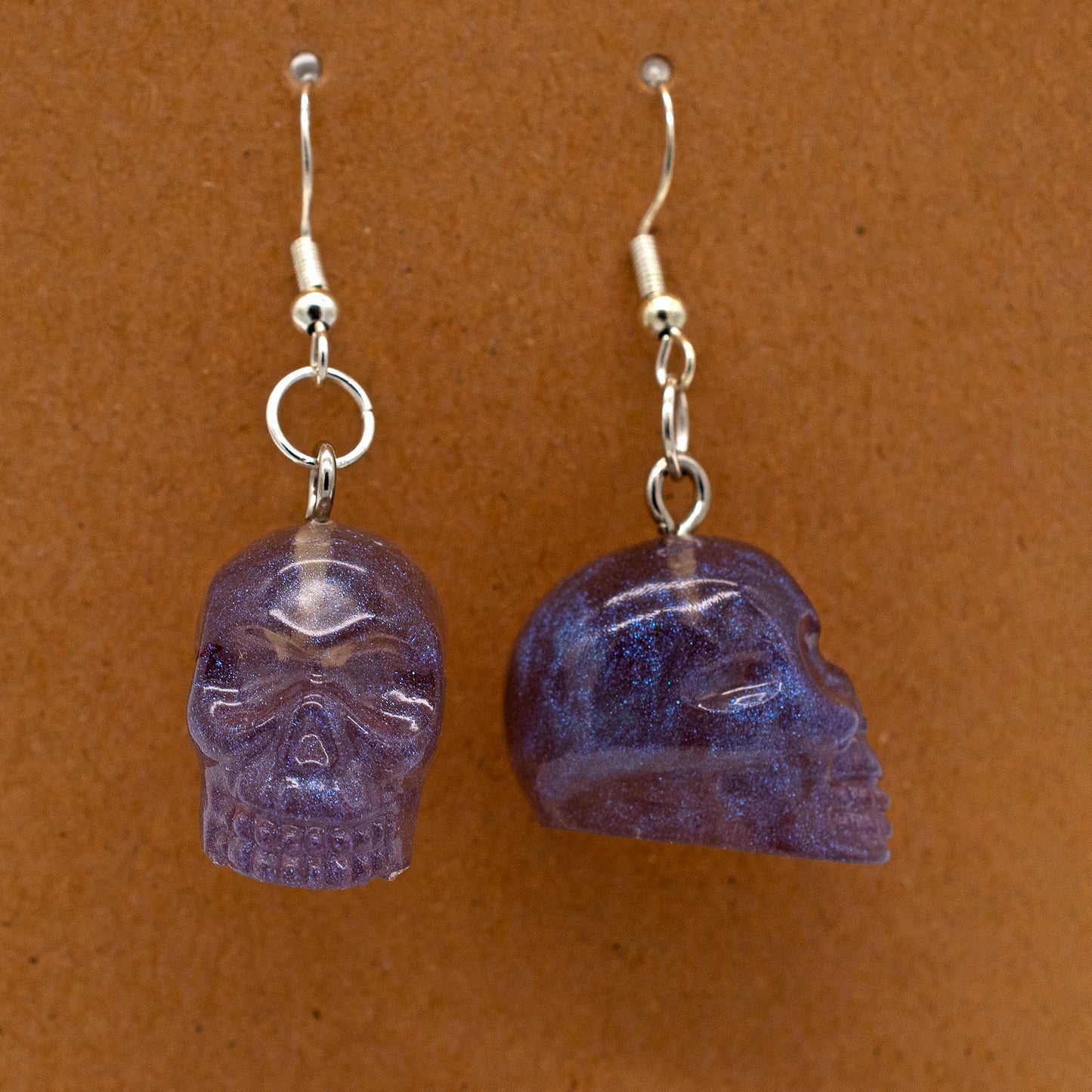 Purple Shimmer Skull Earrings