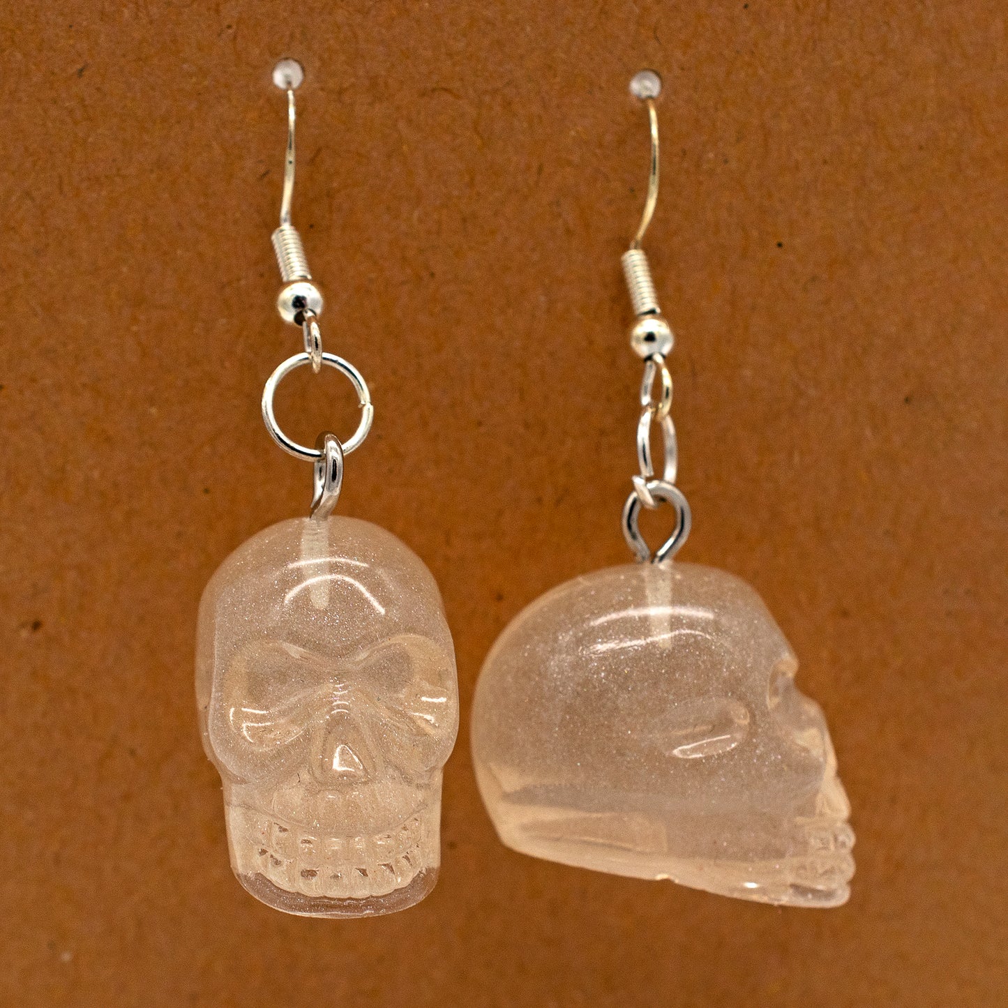 White Shimmer Skull Earrings