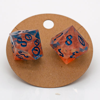Orange Spore d% Earrings (Blue)