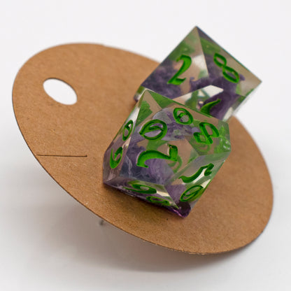 Purple Spore d% Earrings (Green)