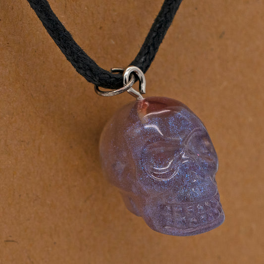 Purple Shimmer Migraine Skull Necklace