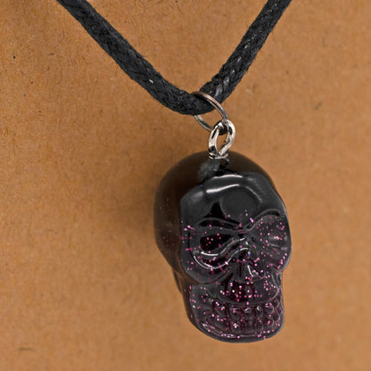 Violet Fungus Spore Skull Necklace