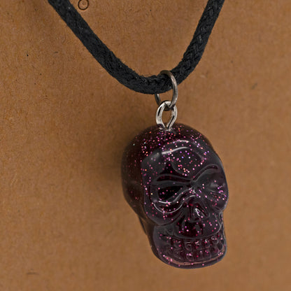 Violet Fungus Spore Skull Necklace