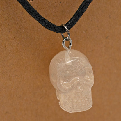 White Shimmer Skull Necklace